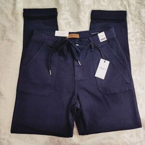 New Judy Blue Navy Blue Womens 9/29 High Rise Garment Dyed Cuffed Denim Joggers